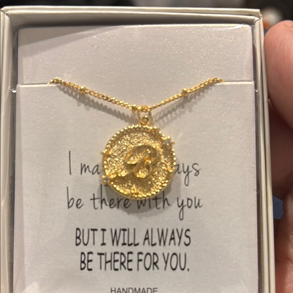 Gold Floral Initial B Pendant Necklace